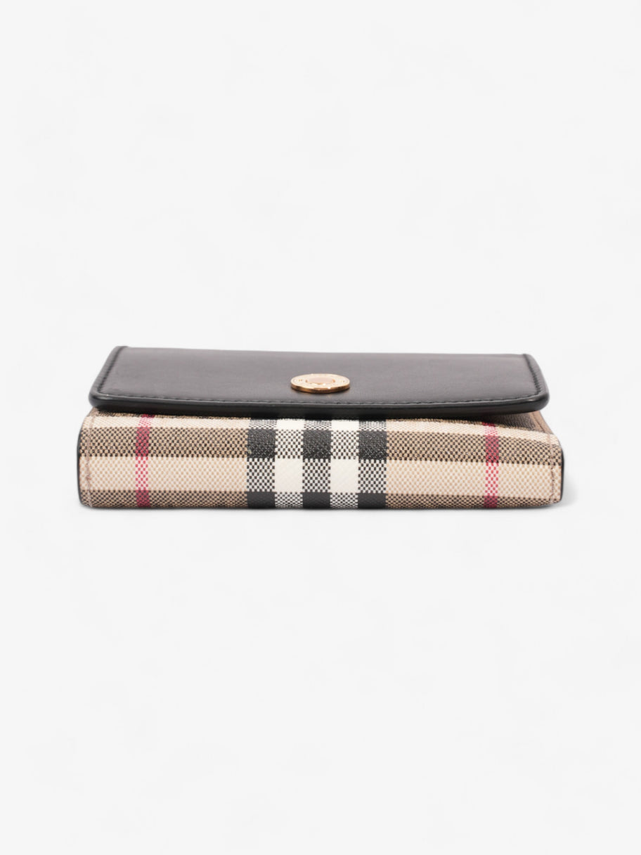 Burberry Fold Over Wallet Black / Vintage Check Leather Image 5