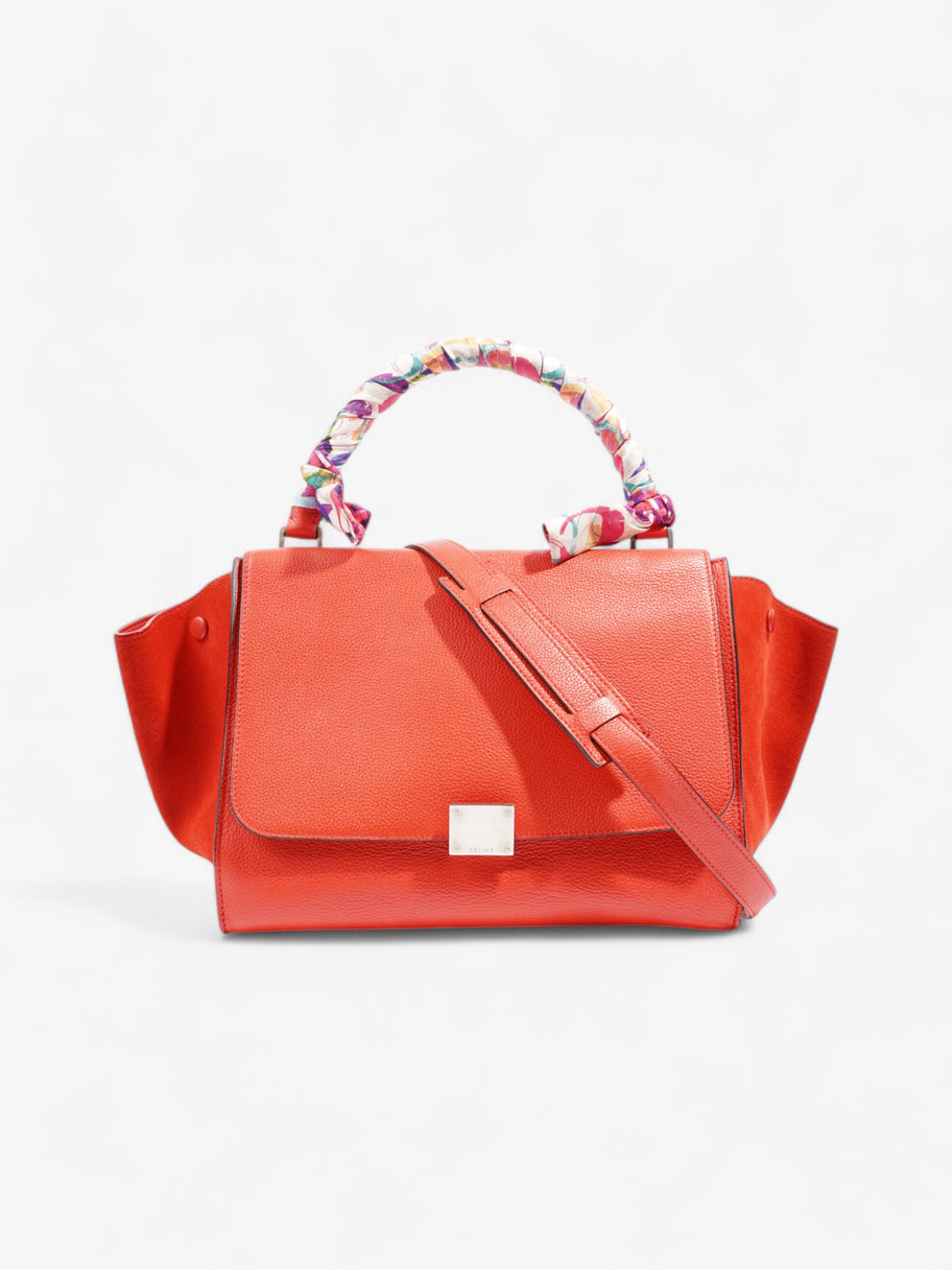 Celine Trapeze Coral Red Calfskin Leather Medium Image 1