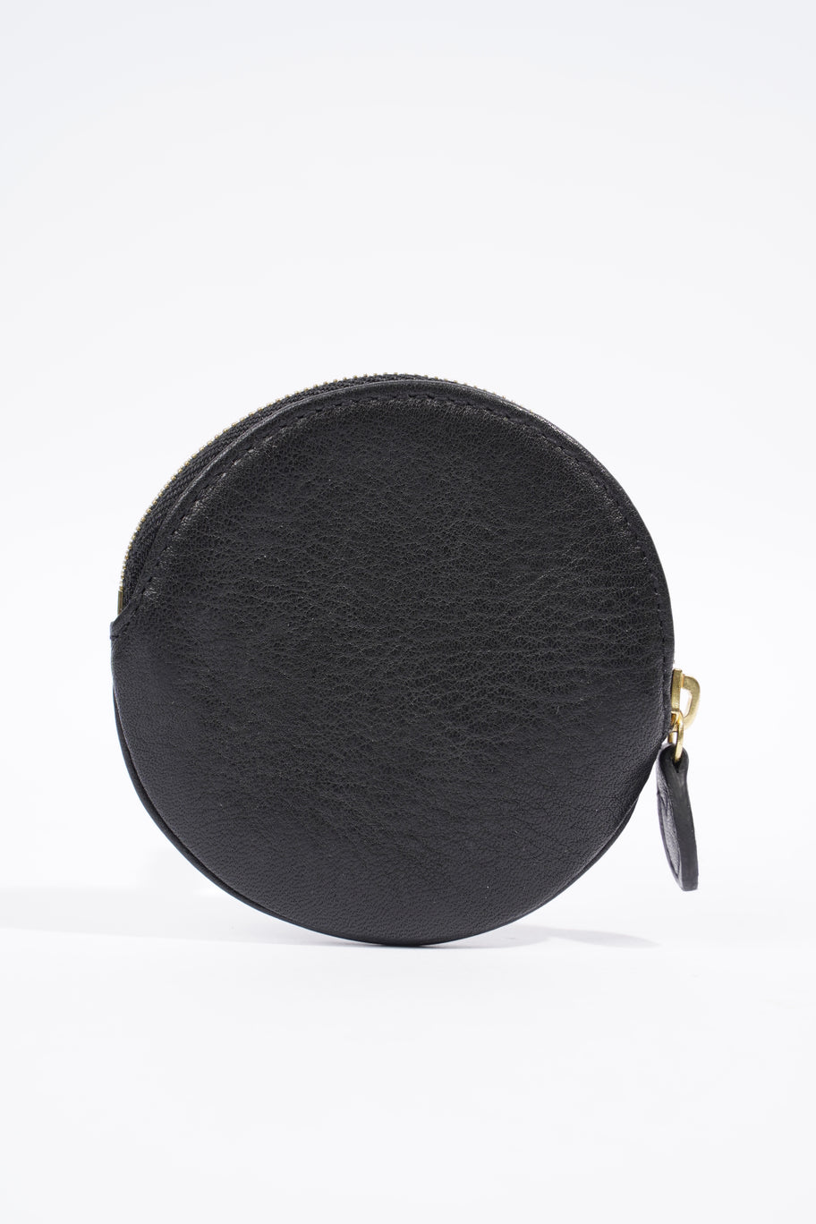 Coin Purse Black Grained Leather Mini Image 3