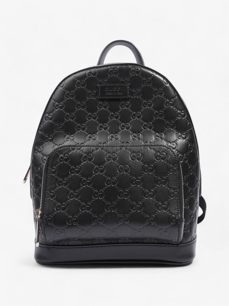  Gucci Signature Backpack Black Embossed Leather Small