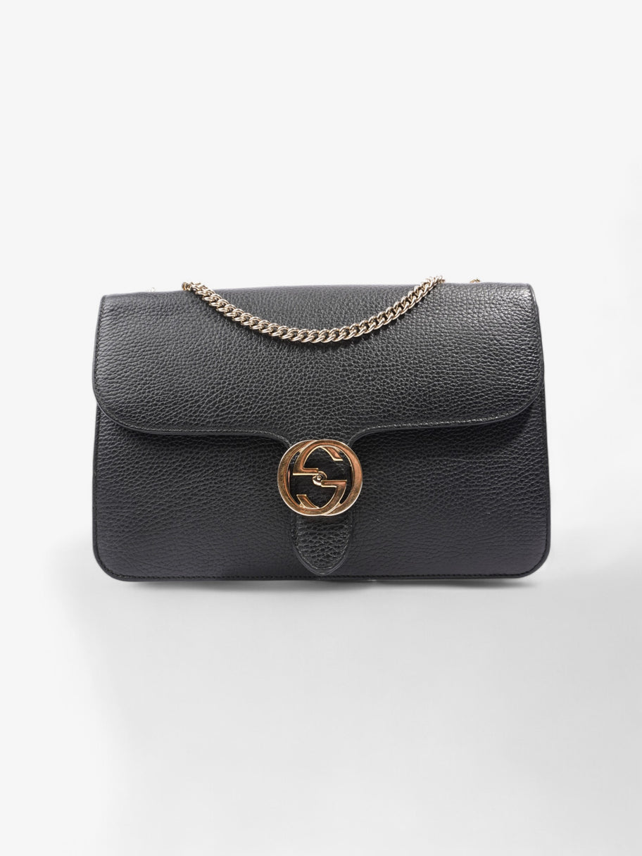 Gucci Interlocking GG Crossbody Bag Black Leather Image 1