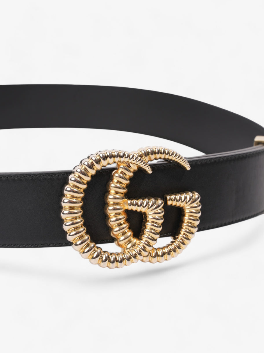 Gucci Double G Belt Black / Gold Leather 80cm / 32