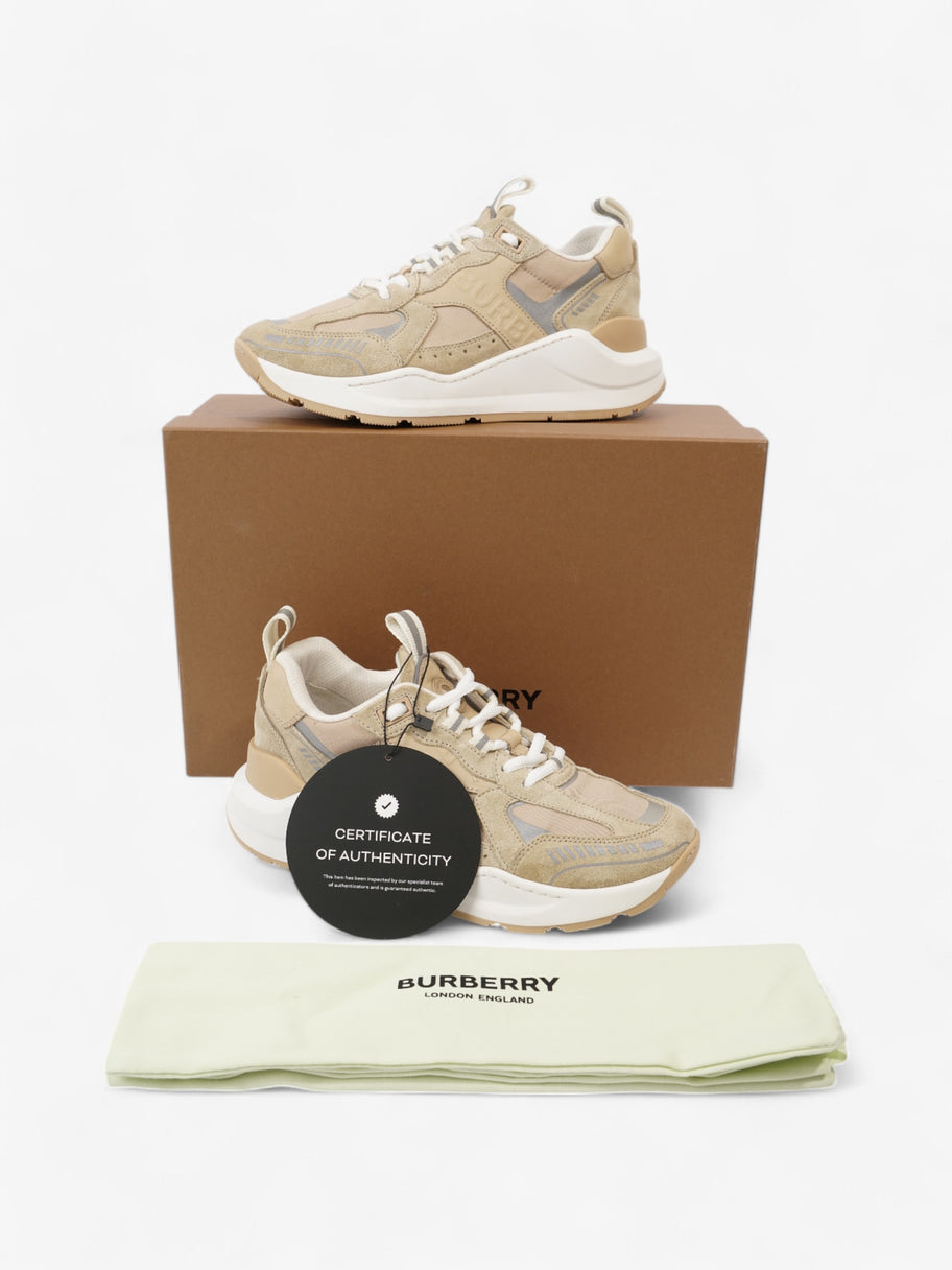 Burberry Sean Mixed Media Sneakers Beige  / Silver Suede EU 37 UK 4 Image 10