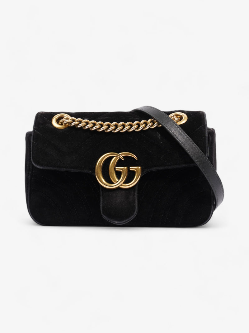  Gucci Marmont Flap Black Velvet Mini