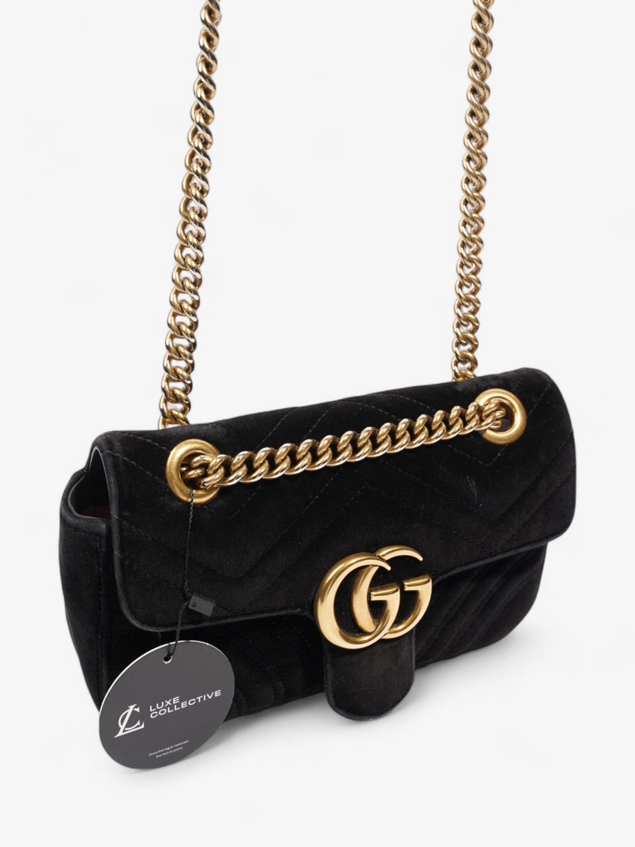 Gucci Marmont Flap Black Velvet Mini Image 9