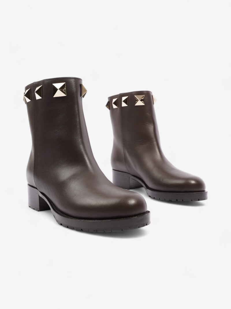  Valentino Rockstud Boots Brown Leather EU 39 UK 6