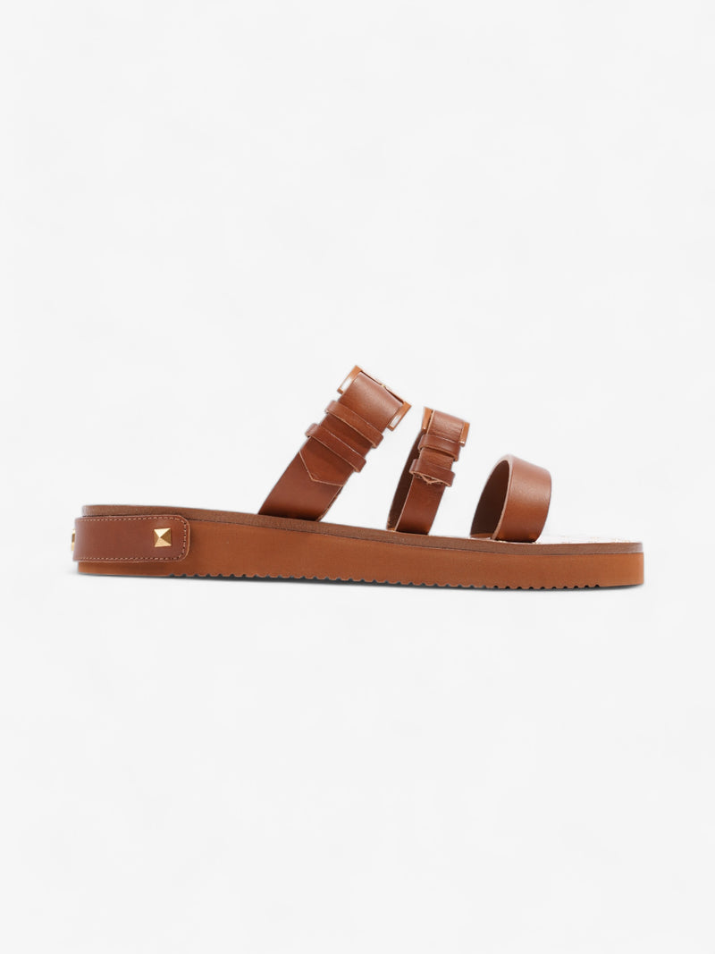  Buckled Flat Slide Tan Leather EU 39.5 UK 6.5