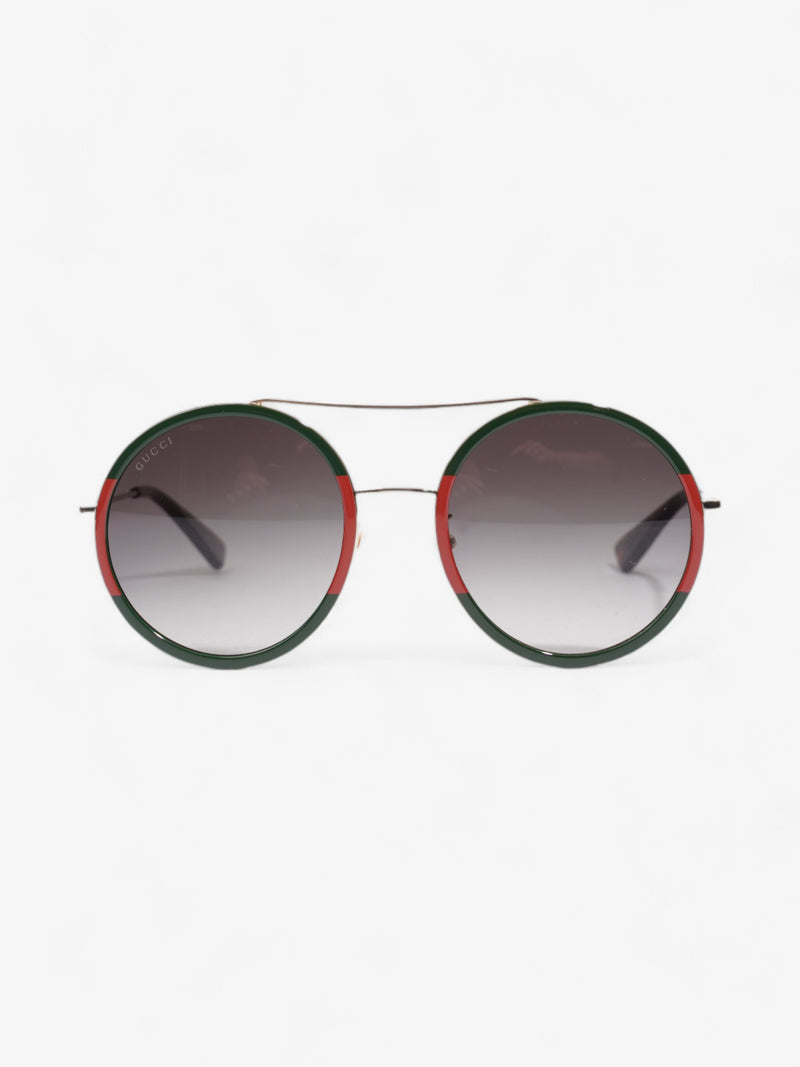  Gucci Round Sunglasses Green / Red Base Metal 140mm