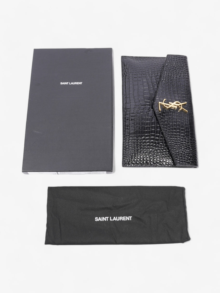 Saint Laurent Uptown Clutch Black Embossed Leather Image 9