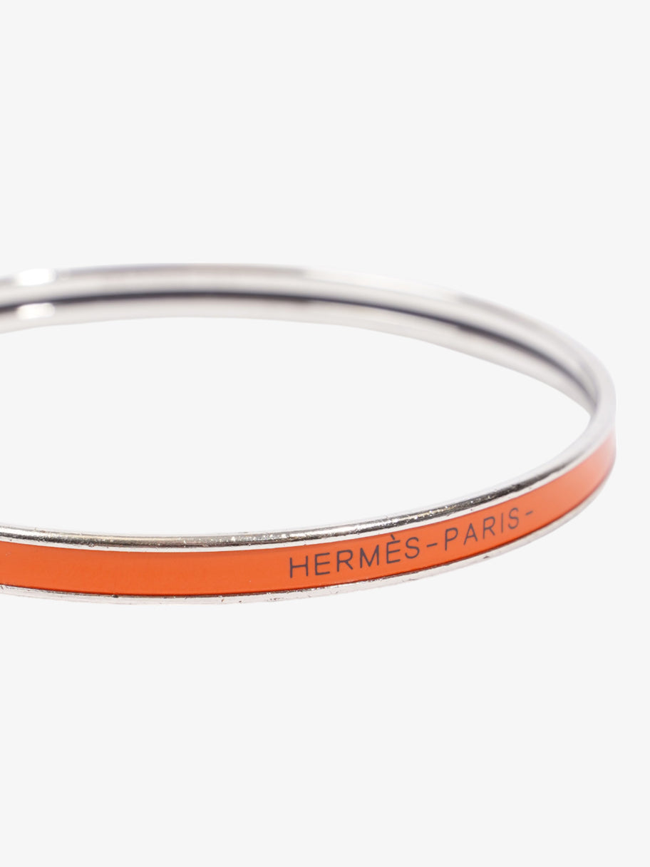 Hermes Uni Bangle Orange Fruite / Silver Enamel 65 (Small) Image 4