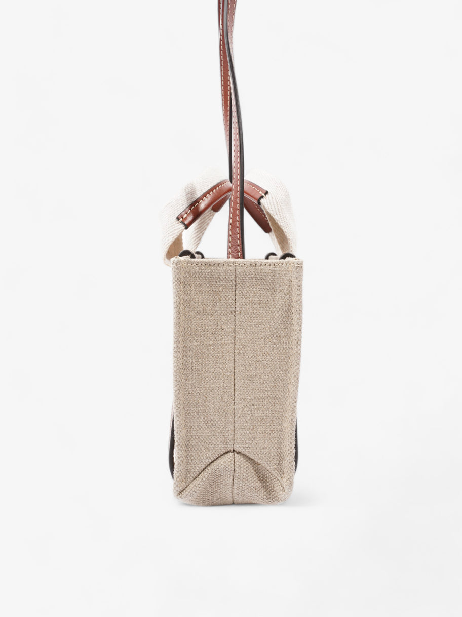 Woody Mini Tote Bag Beige / Brown / White Cotton Image 3