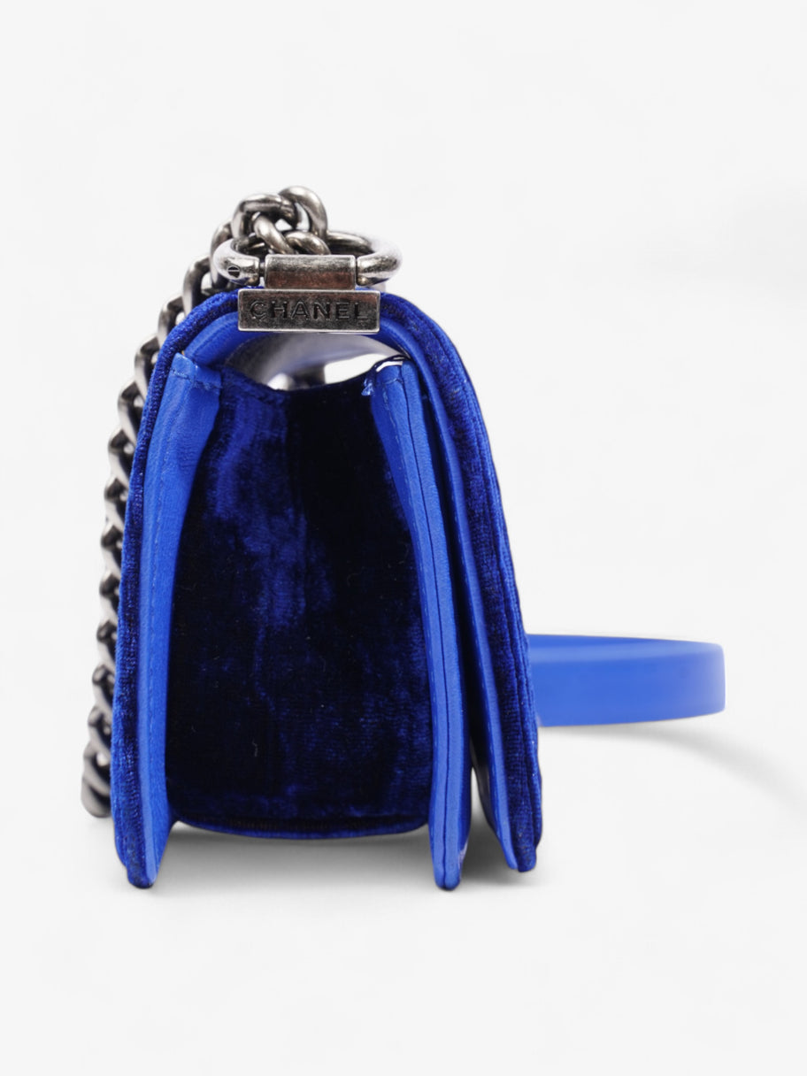 Chanel Boy Bag Royal Blue Velvet Mini Image 5