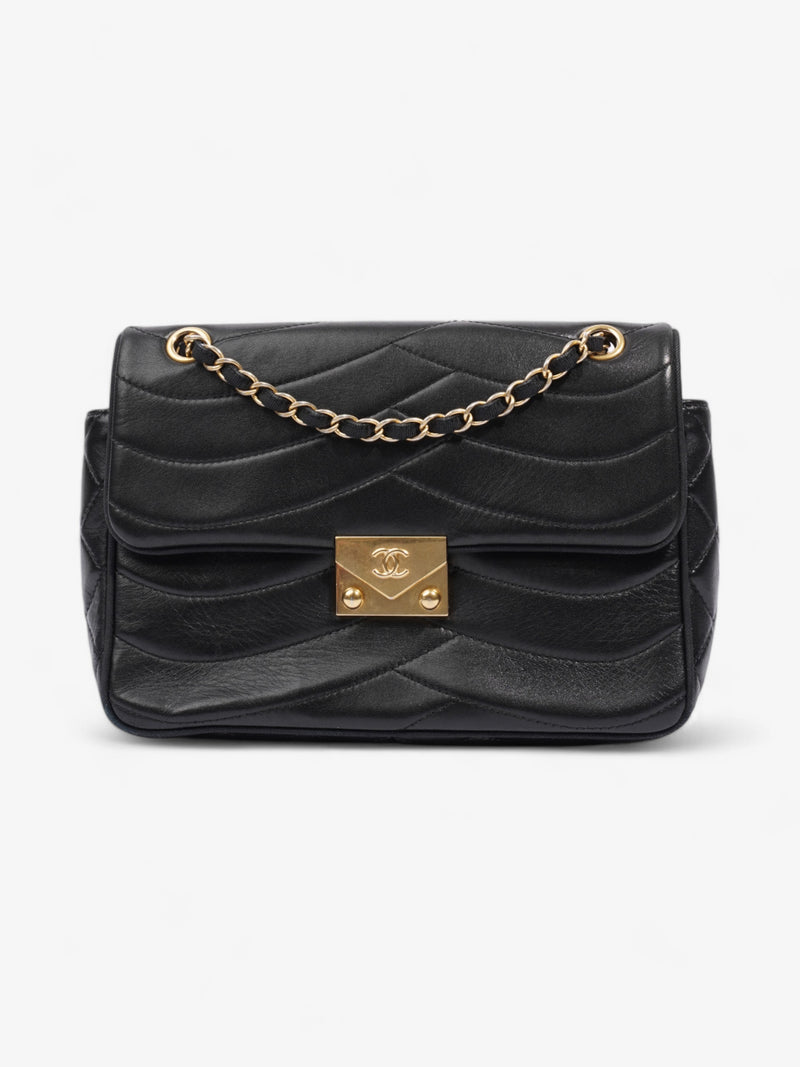  Chanel Scallop Flap Black Leather Medium