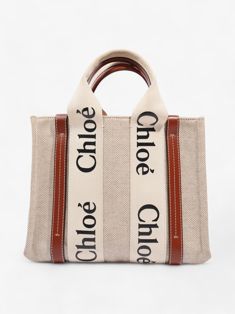  Chloe Woody Tote Beige / Brown Cotton Small