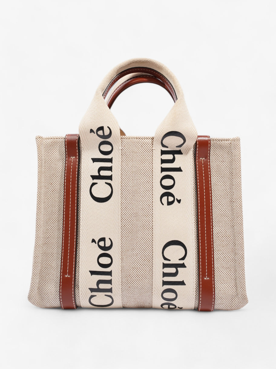 Chloe Woody Tote Beige / Brown Cotton Small Image 1