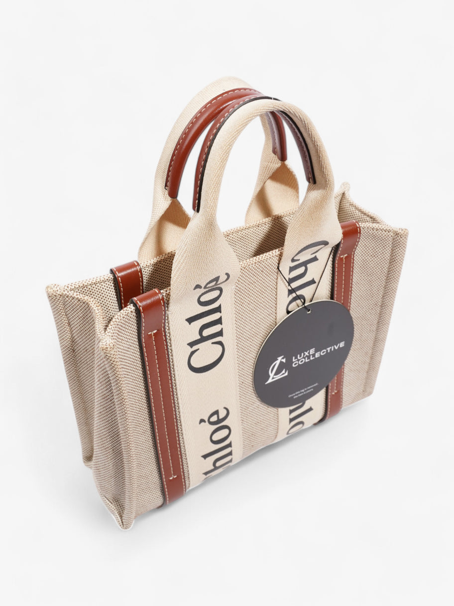 Chloe Woody Tote Beige / Brown Cotton Small Image 9