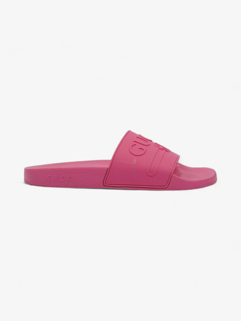  Gucci Logo Slider Fuschia Rubber EU 41 UK 8