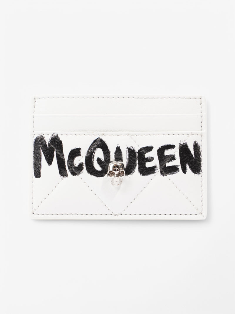  Alexander McQueen Skull Logo Cardholder White  / Black Leather