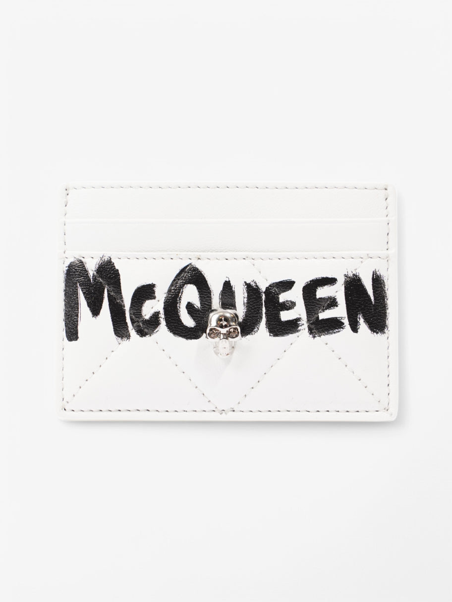 Alexander McQueen Skull Logo Cardholder White  / Black Leather Image 1