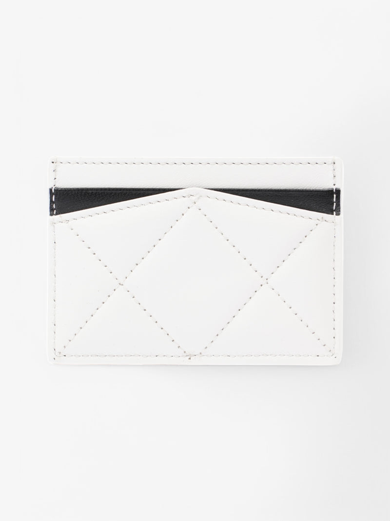  Alexander McQueen Skull Logo Cardholder White  / Black Leather