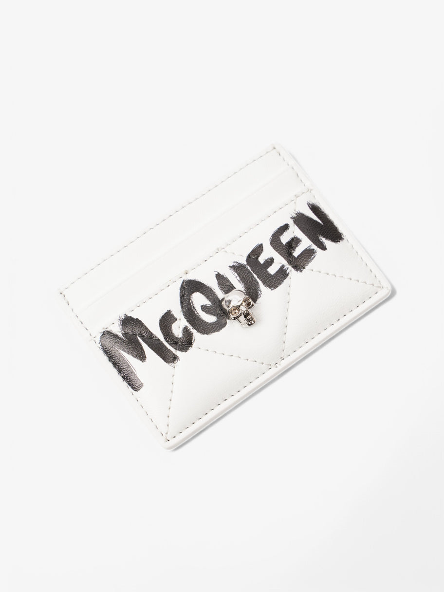 Alexander McQueen Skull Logo Cardholder White  / Black Leather Image 3