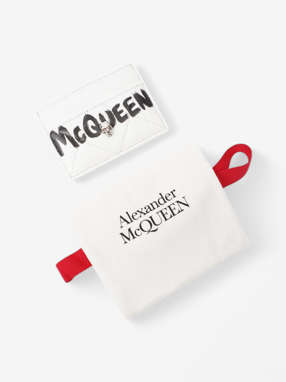 Alexander McQueen Skull Logo Cardholder White  / Black Leather Image 6