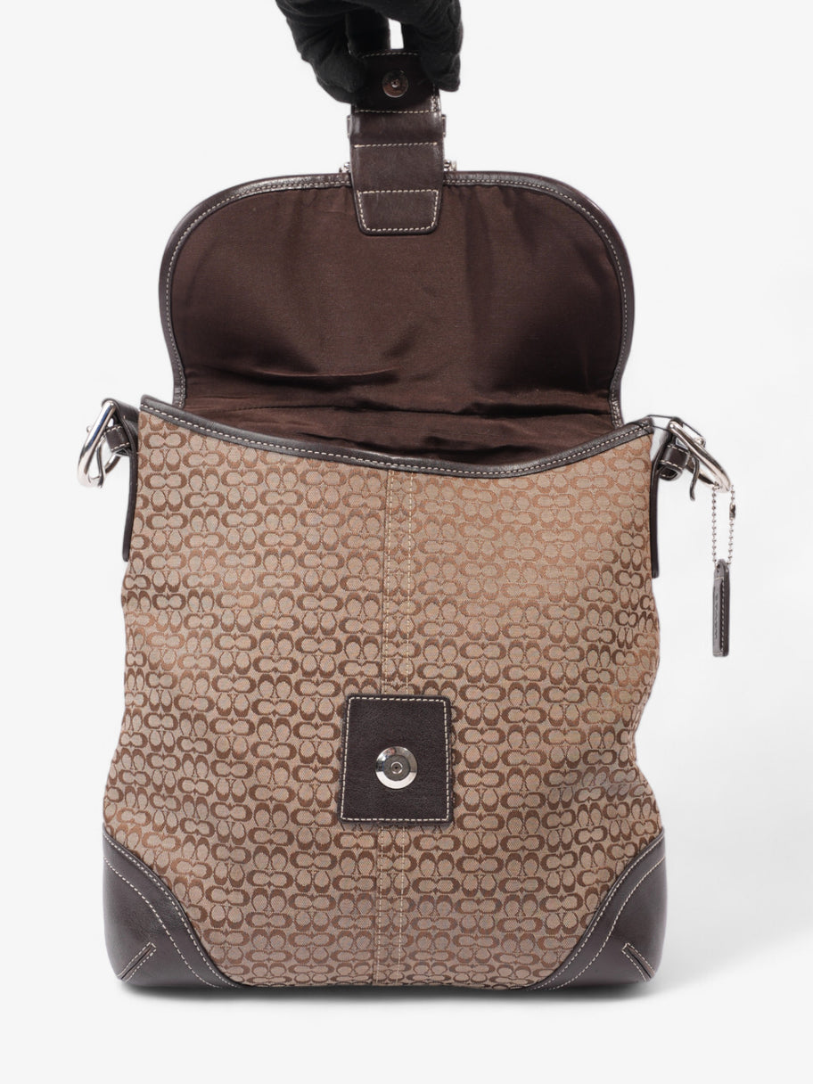 Coach Monogram Flap Crossbody Brown Canvas Image 8