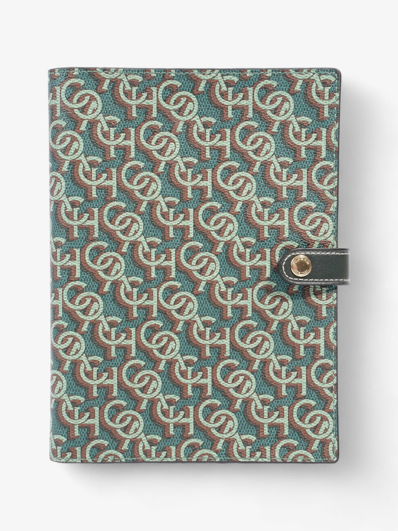  Coach A5 Organiser Notebook Green Monogram Print Coated Canvas