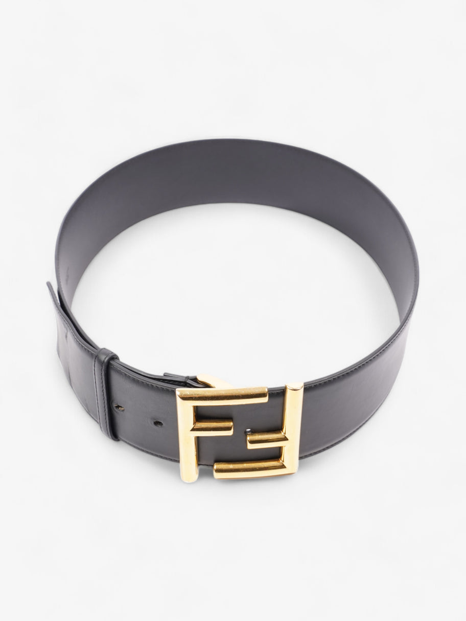 Fendi FF-Motif Wide Belt Black / Gold Leather 85cm / 34