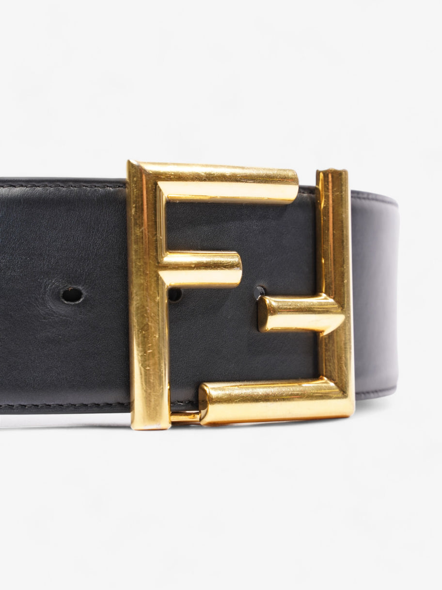 Fendi FF-Motif Wide Belt Black / Gold Leather 85cm / 34