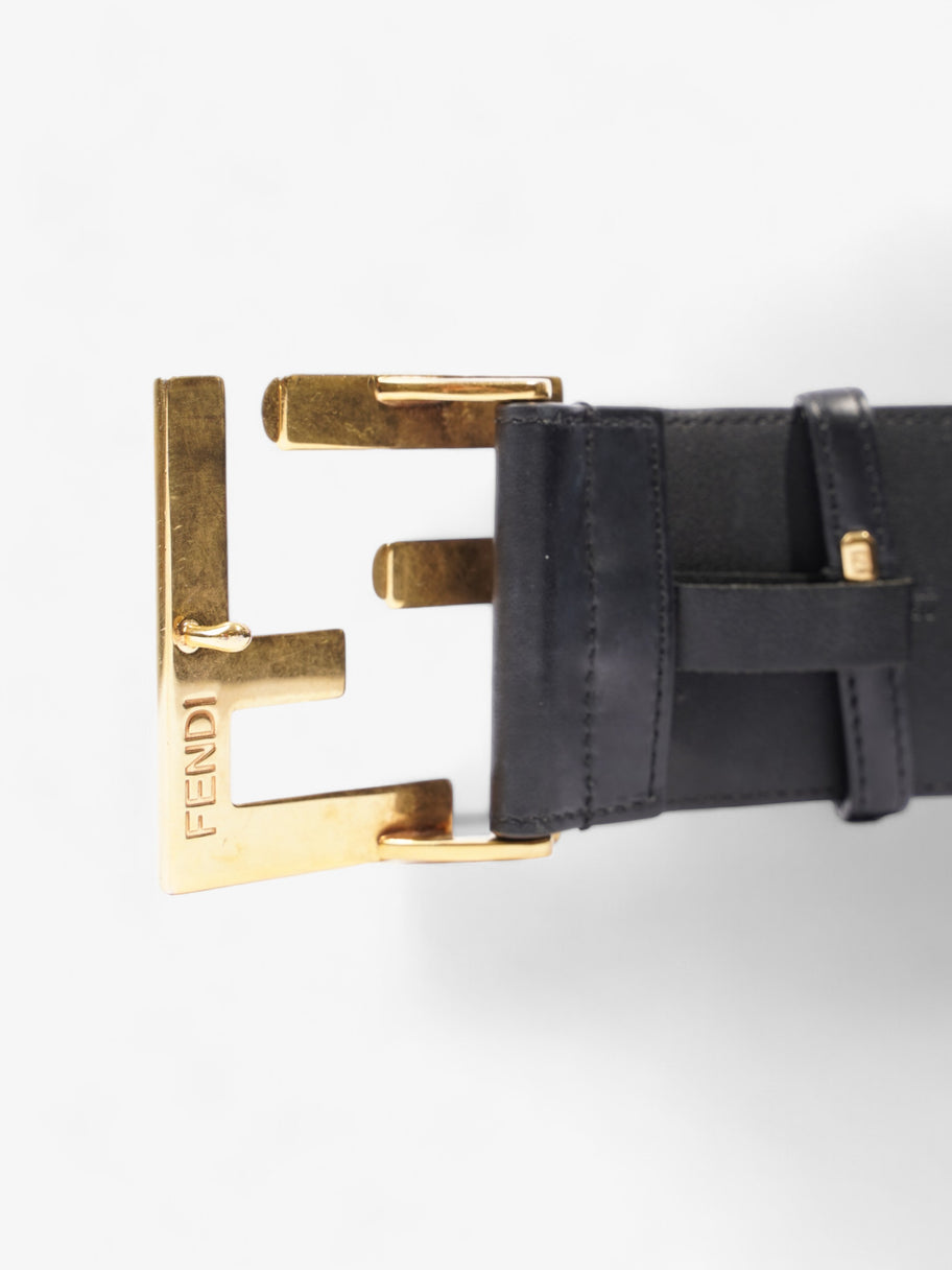 Fendi FF-Motif Wide Belt Black / Gold Leather 85cm / 34