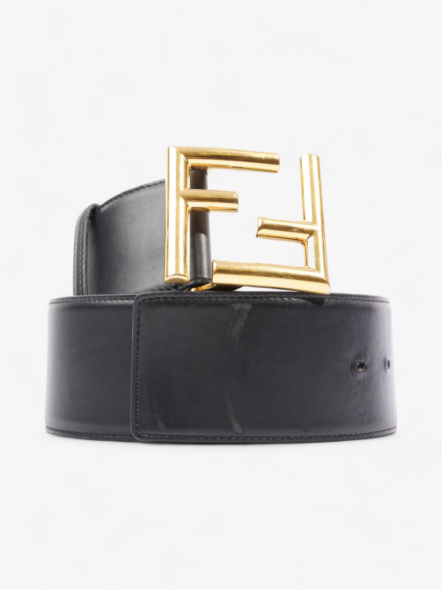 Fendi FF-Motif Wide Belt Black / Gold Leather 85cm / 34