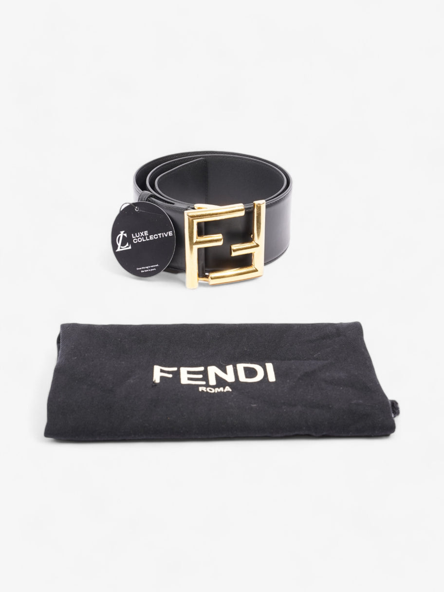 Fendi FF-Motif Wide Belt Black / Gold Leather 85cm / 34