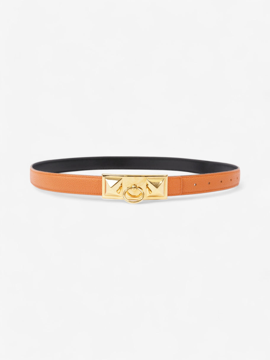 Hermes Rivale Belt Orange / Gold Calfskin Leather 105cm Image 1