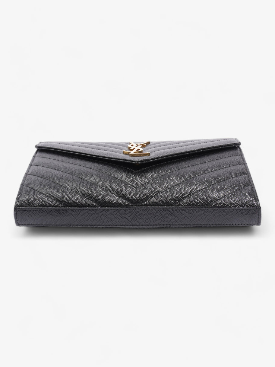 Saint Laurent Cassandre Envelope Chain Wallet Black Grained Leather Image 6