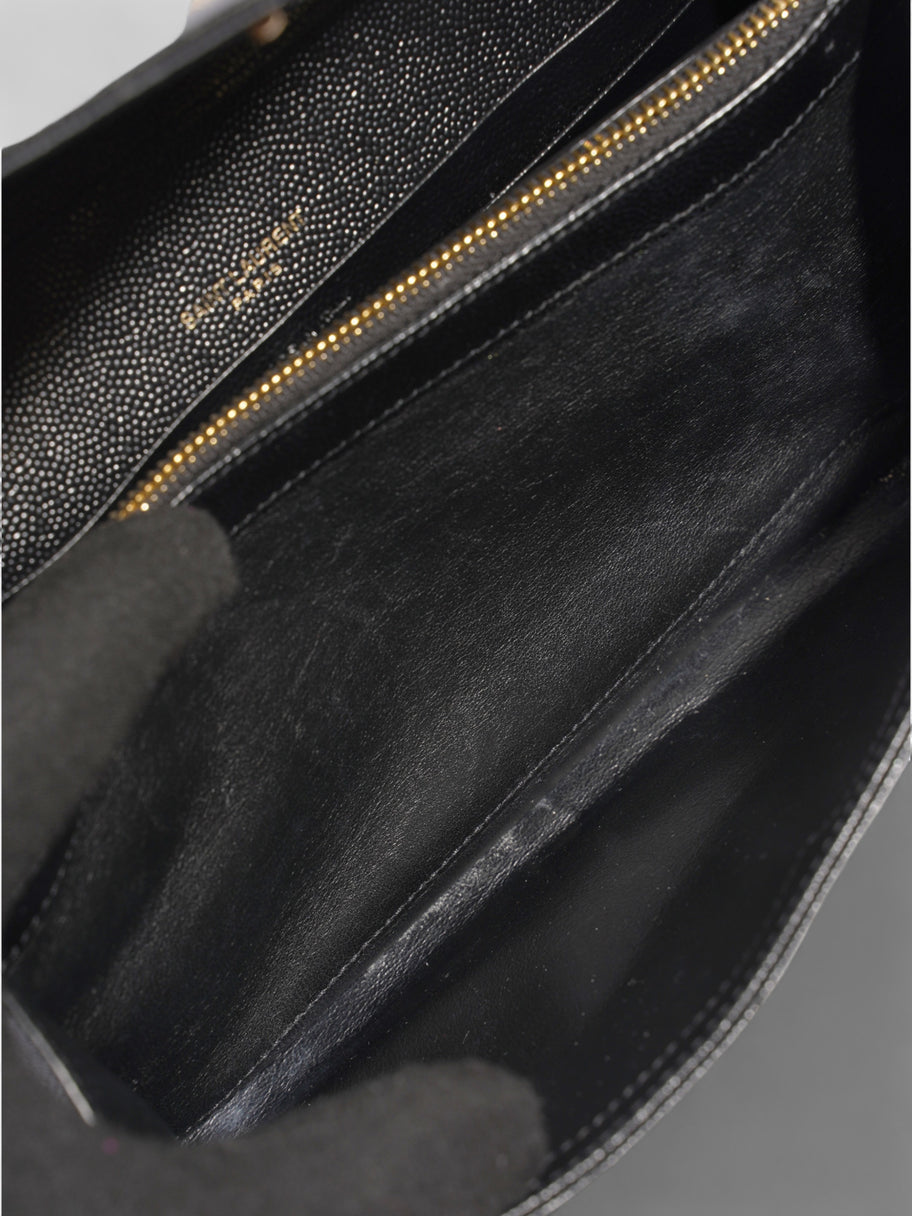 Saint Laurent Cassandre Envelope Chain Wallet Black Grained Leather Image 8