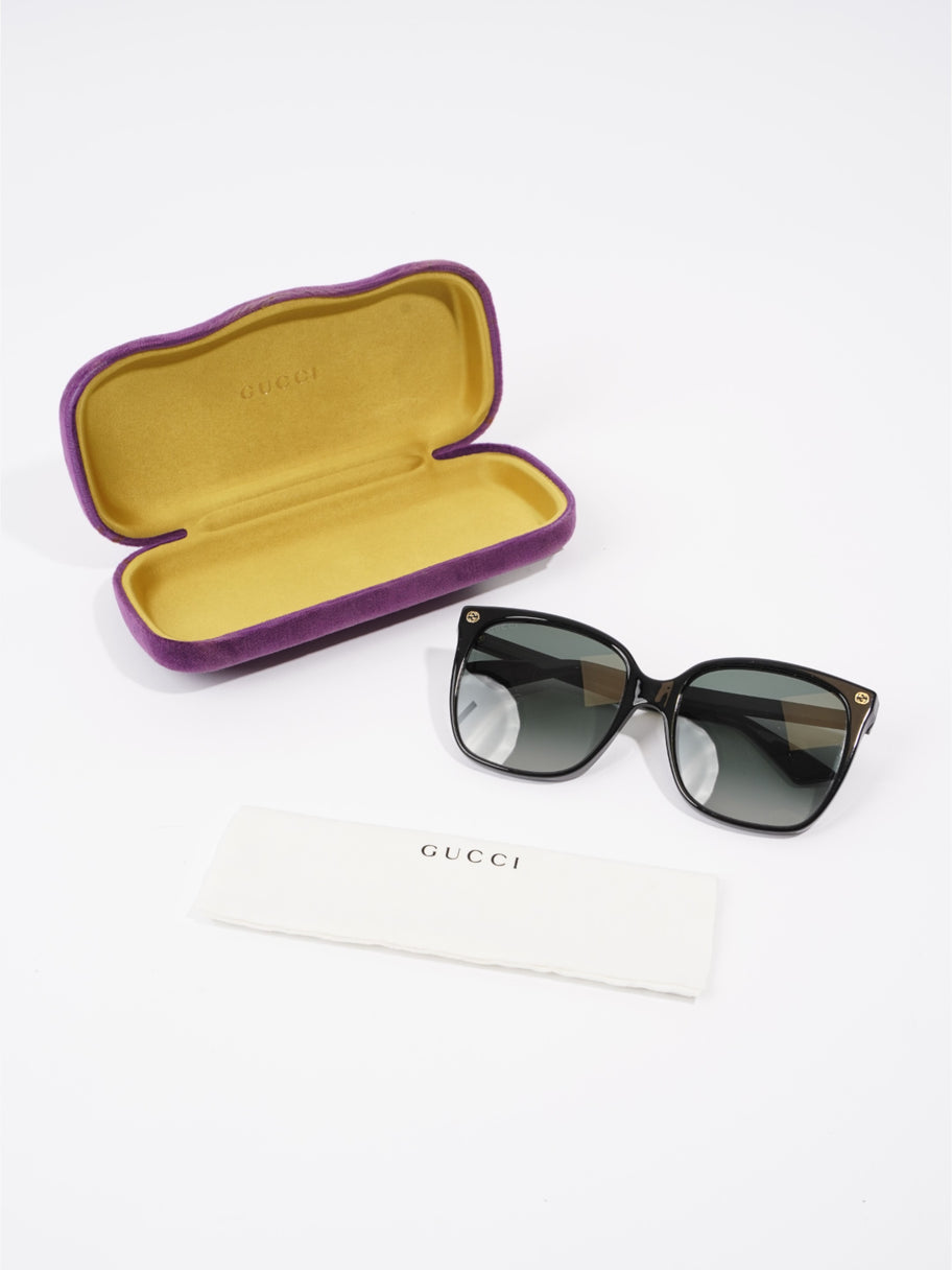 Gucci Oversized Sunglasses Black Acetate 140mm Image 8