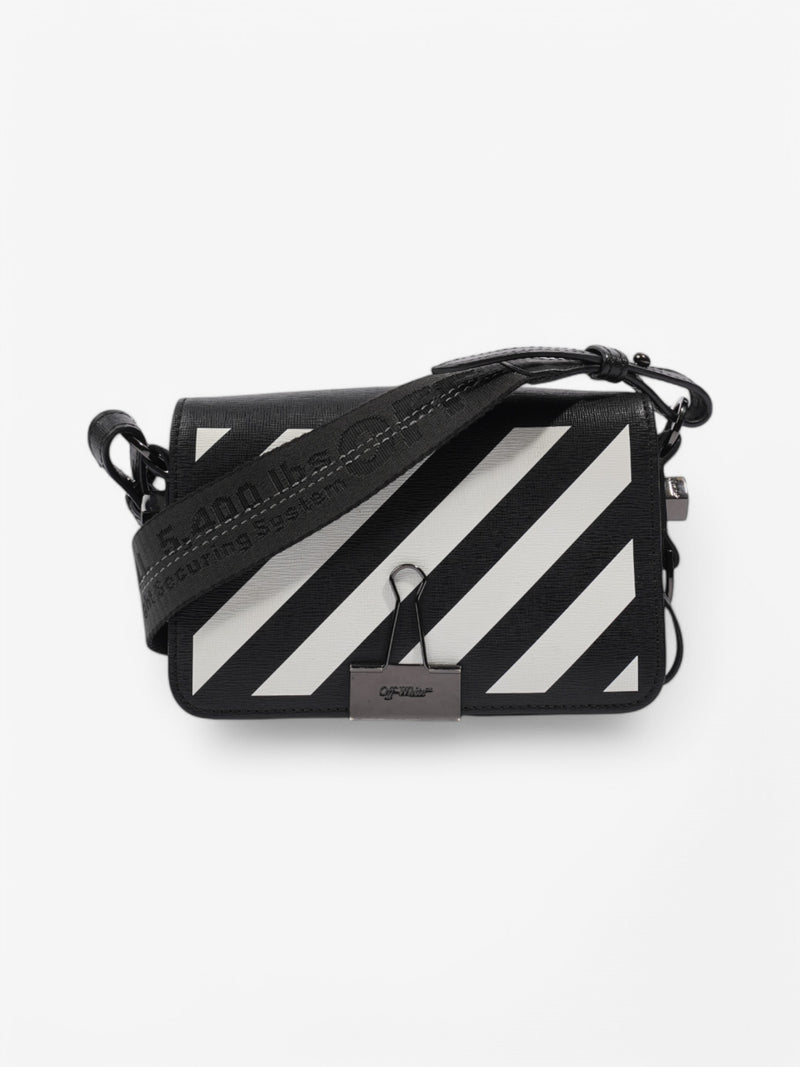  Off White Diagonal Flap Bag Black / White Leather Mini