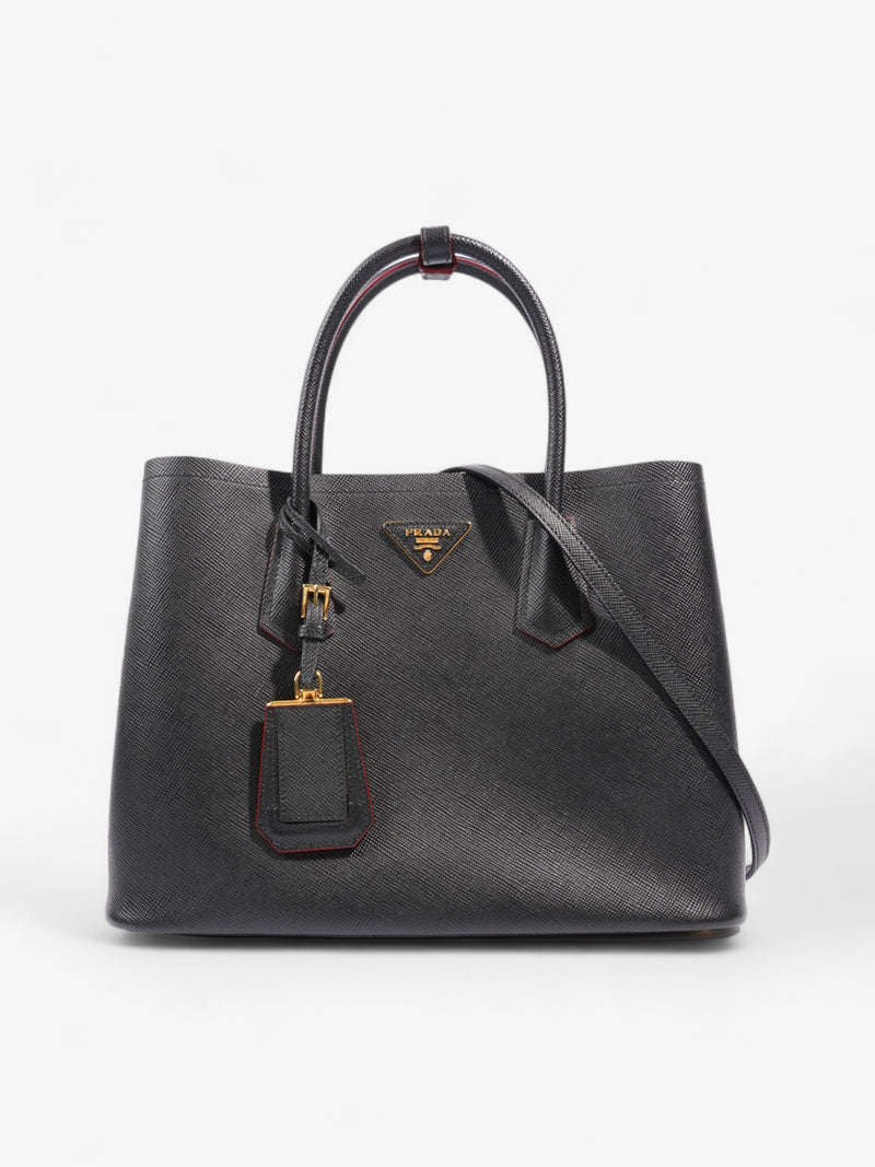  Prada Double Tote Black Saffiano Leather Medium