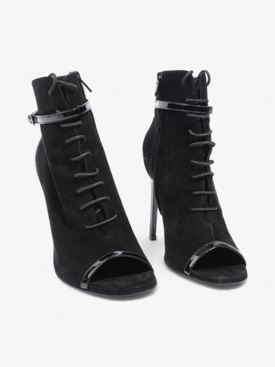 Saint Laurent Peep Toe Lace Up Boot 110 Black Suede EU 37 UK 4 Image 2