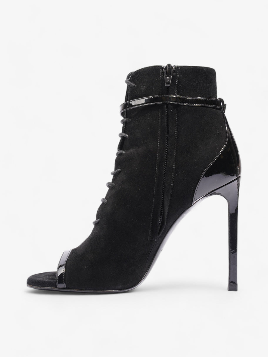 Saint Laurent Peep Toe Lace Up Boot 110 Black Suede EU 37 UK 4 Image 3