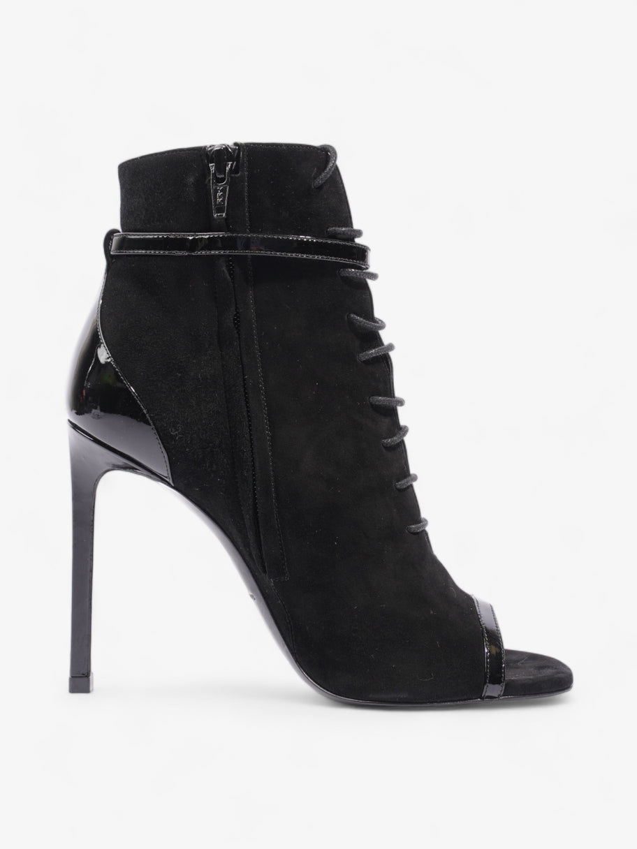 Saint Laurent Peep Toe Lace Up Boot 110 Black Suede EU 37 UK 4 Image 4