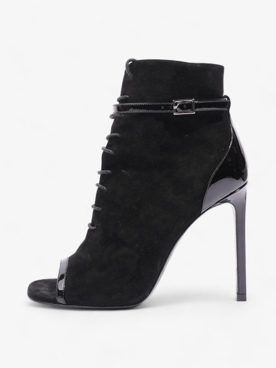 Saint Laurent Peep Toe Lace Up Boot 110 Black Suede EU 37 UK 4 Image 5