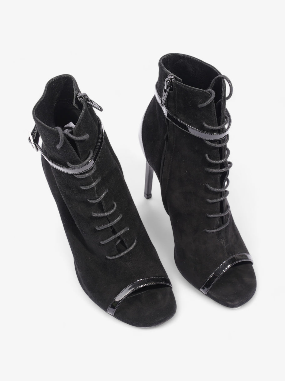 Saint Laurent Peep Toe Lace Up Boot 110 Black Suede EU 37 UK 4 Image 8