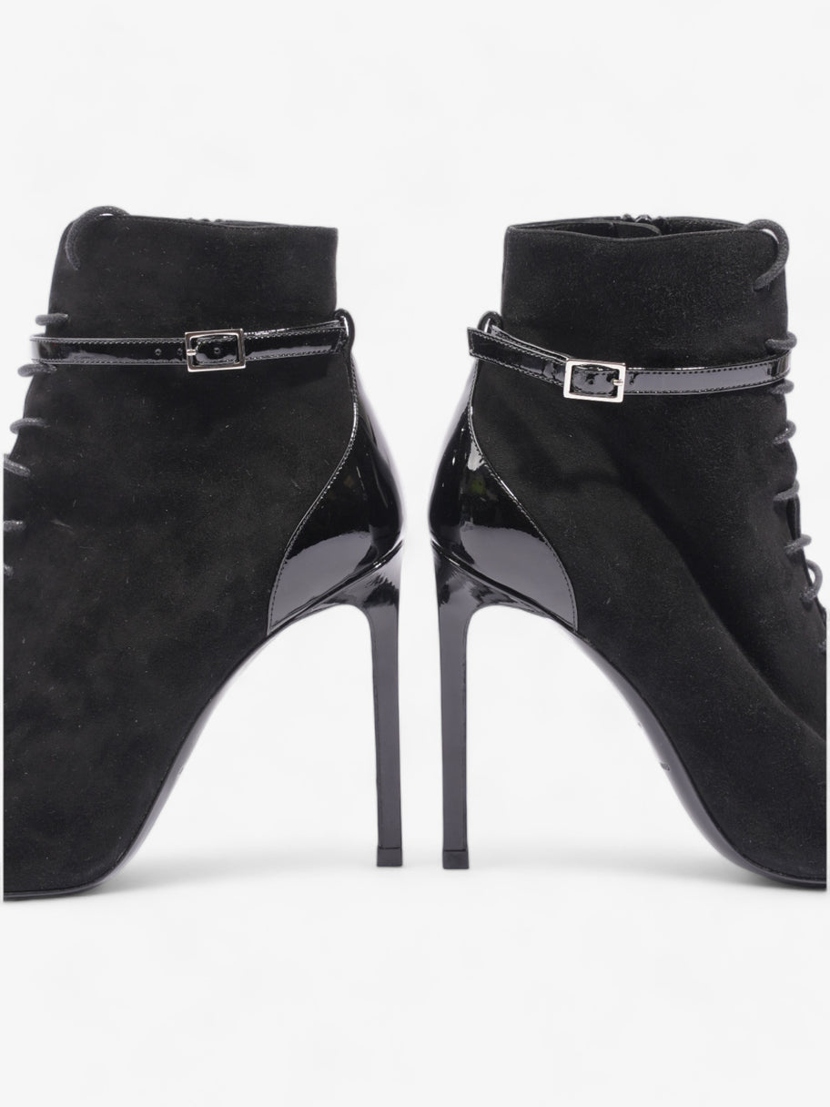 Saint Laurent Peep Toe Lace Up Boot 110 Black Suede EU 37 UK 4 Image 9