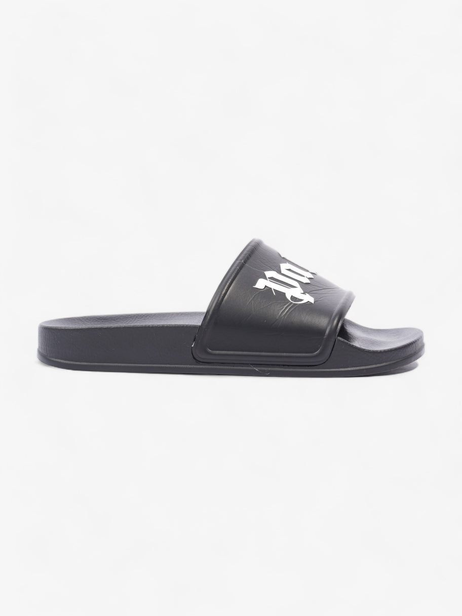 Palm Angels Pool Slides Black / White Logo Rubber EU 38 UK 5 Image 1