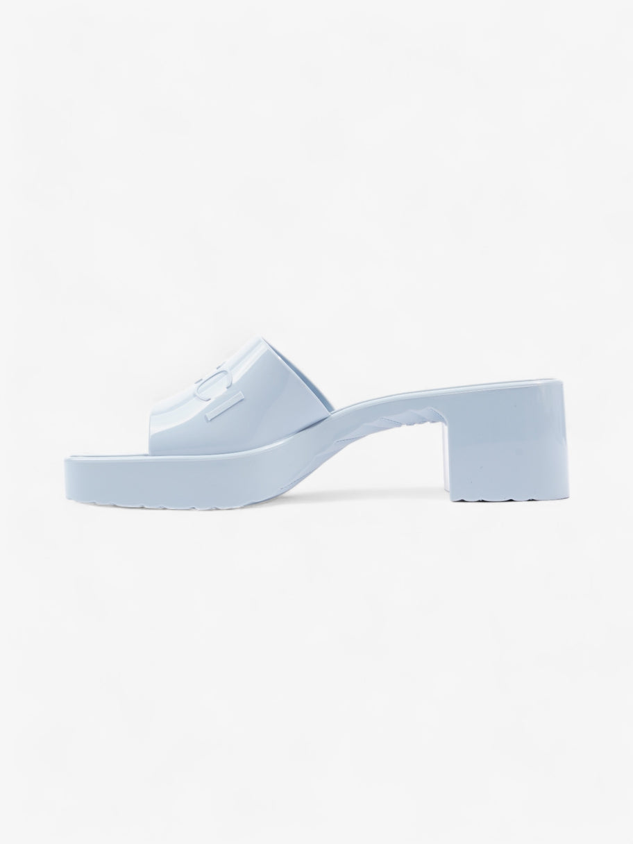 Gucci Logo Platform Slide Sandal 50mm Light Blue Rubber EU 37 UK 4 Image 3