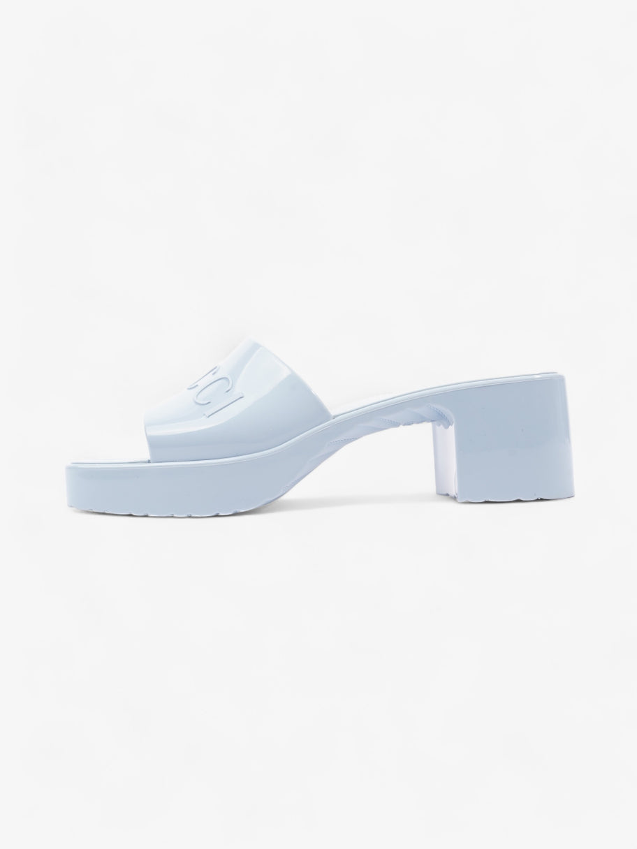 Gucci Logo Platform Slide Sandal 50mm Light Blue Rubber EU 37 UK 4 Image 5