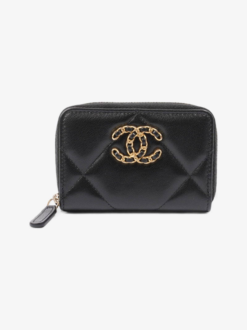  19 Zip Around Cardholder Black Lambskin Leather