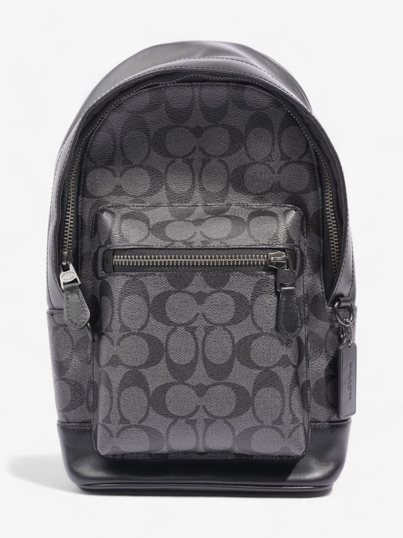  Coach West Pack Black Signature Canvas Coated Canvas